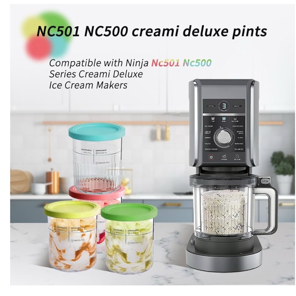 Premium 24 Oz. Pint Ninja Creami Deluxe Containers 4 Pack - Picture 3 of 8